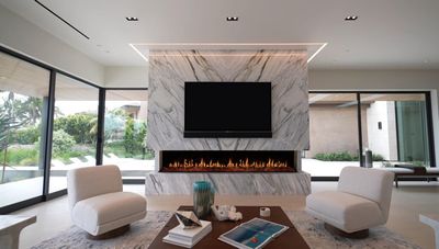 The Modern Flames: Orion 120" Multi Heliovision Fireplace, available at Plymouth Fireplace in Plymouth, Massachusetts