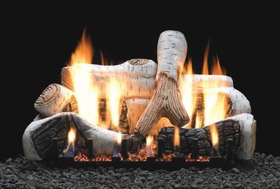 The White Mountain Hearth: Birch Ceramic Fiber Log Set - 18", available at Plymouth Fireplace in Plymouth, Massachusetts