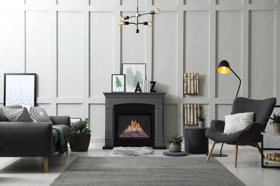 The Modern Flames: Orion 36" Traditional Heliovision Fireplace, available at Plymouth Fireplace in Plymouth, Massachusetts