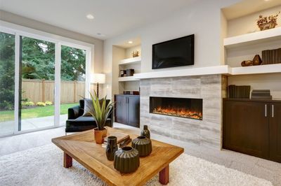 The Modern Flames: Landscape Pro 56" Multi-Sided Built-in Fireplace, available at Plymouth Fireplace in Plymouth, Massachusetts