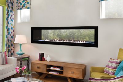 The White Mountain Hearth: Boulevard Vent-Free See-Through Linear Fireplace 60, available at Plymouth Fireplace in Plymouth, Massachusetts