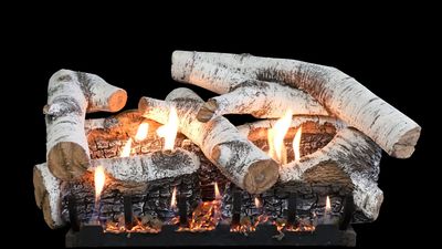 The White Mountain Hearth: Super Birch Burncrete Log Set - 18", available at Plymouth Fireplace in Plymouth, Massachusetts