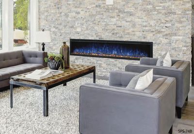 The Modern Flames: Spectrum Slimline 74" Wall Mount/Recessed Fireplace, available at Plymouth Fireplace in Plymouth, Massachusetts