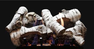 The White Mountain Hearth: Birch Burncrete Log Set - 24", available at Plymouth Fireplace in Plymouth, Massachusetts