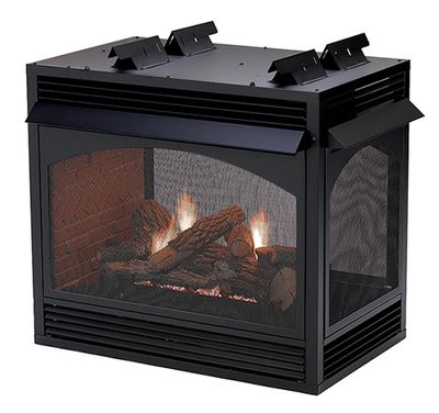 The White Mountain Hearth: Vail Vent-Free Premium 36 Peninsula Fireplace, available at Plymouth Fireplace in Plymouth, Massachusetts
