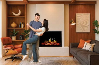 The Modern Flames: Orion 54" Traditional Heliovision Fireplace, available at Plymouth Fireplace in Plymouth, Massachusetts