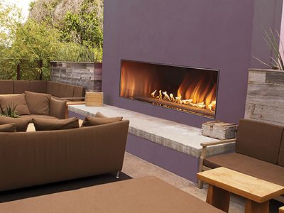 The White Mountain Hearth: Carol Rose Coastal Outdoor Linear Fireplace - 60", available at Plymouth Fireplace in Plymouth, Massachusetts